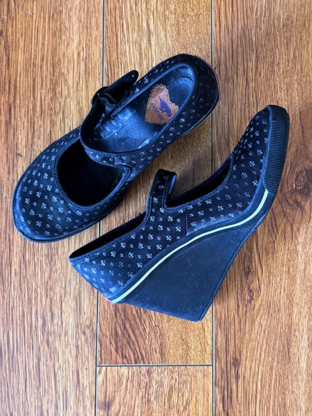 Vintage Rocket Dog Black Platform Wedge Mary Jane Shoes – Size 10